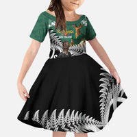 New Zealand South Africa Rugby Custom Family Matching Summer Maxi Dress and Hawaiian Shirt Springboks Kente All Black Maori Together - Polynesian Pride