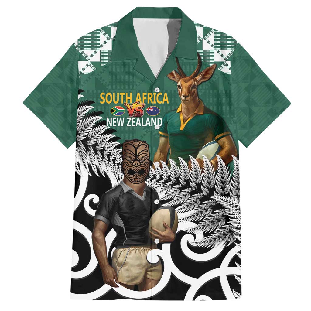 New Zealand South Africa Rugby Custom Hawaiian Shirt Springboks Kente All Black Maori Together - Polynesian Pride