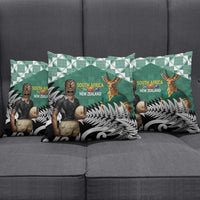 New Zealand South Africa Rugby Pillow Cover Springboks Kente All Black Maori Together - Polynesian Pride