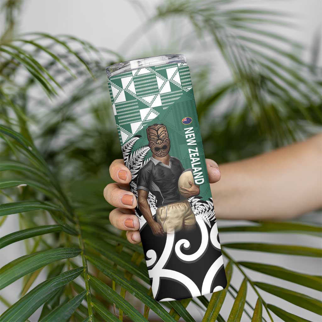 New Zealand South Africa Rugby Skinny Tumbler Springboks Kente All Black Maori Together - Polynesian Pride