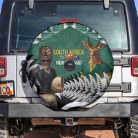 New Zealand South Africa Rugby Spare Tire Cover Springboks Kente All Black Maori Together - Polynesian Pride