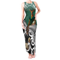New Zealand South Africa Rugby Custom Tank Maxi Dress Springboks Kente All Black Maori Together - Polynesian Pride