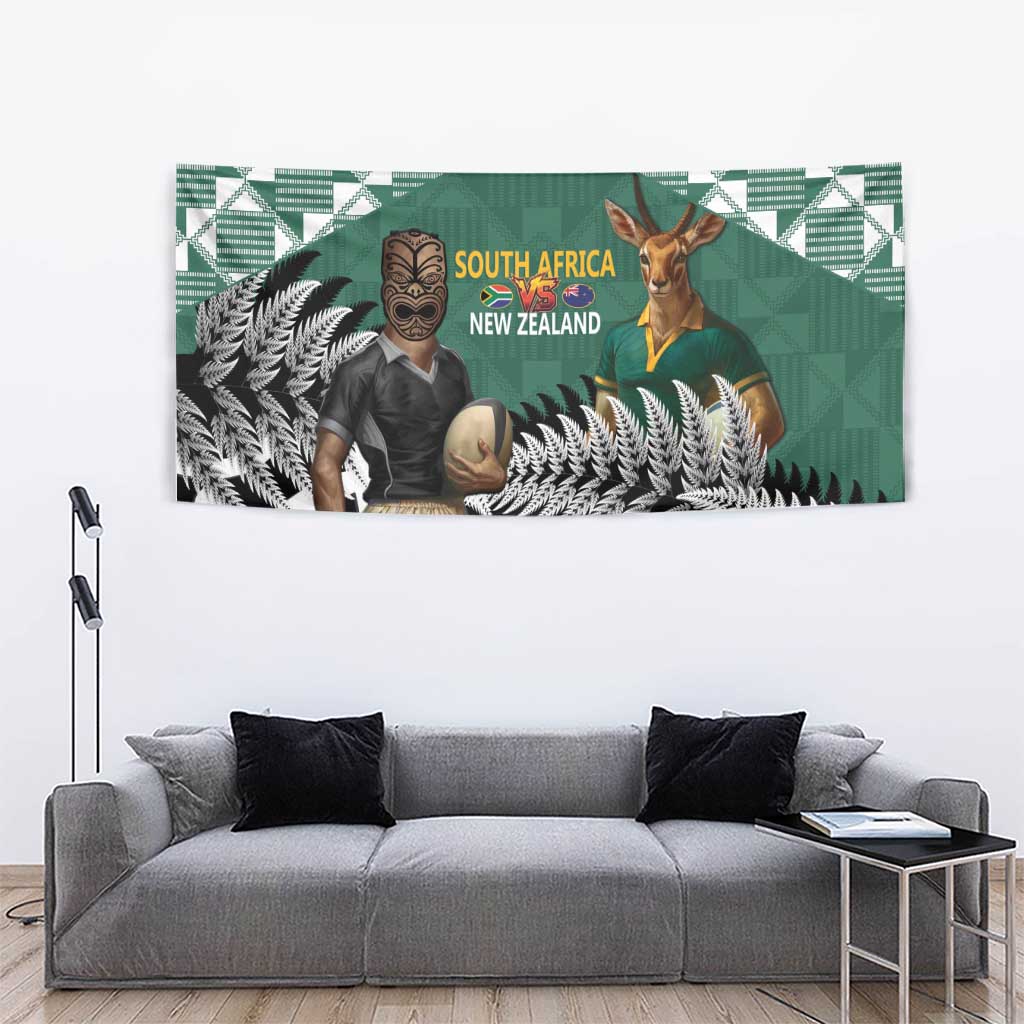 New Zealand South Africa Rugby Tapestry Springboks Kente All Black Maori Together - Polynesian Pride