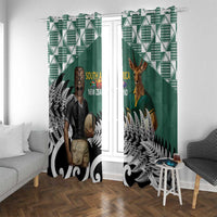 New Zealand South Africa Rugby Window Curtain Springboks Kente All Black Maori Together - Polynesian Pride