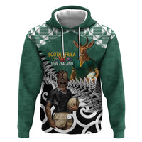 New Zealand South Africa Rugby Custom Zip Hoodie Springboks Kente All Black Maori Together - Polynesian Pride
