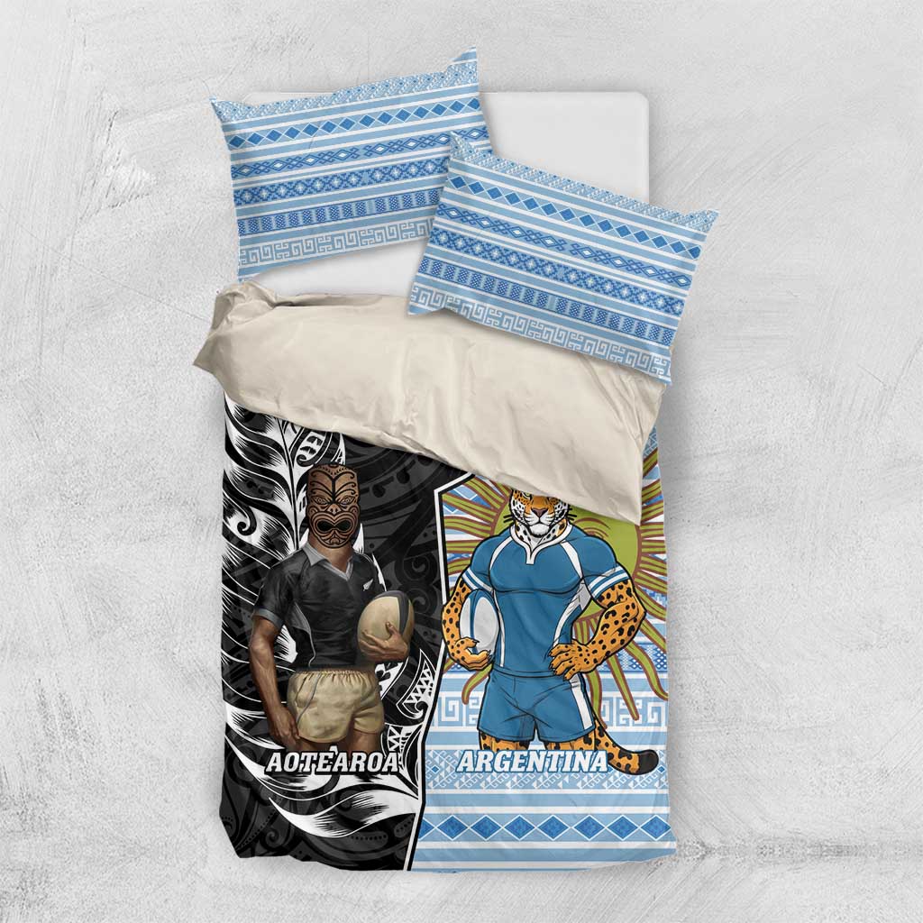 New Zealand Argentina Rugby Bedding Set 2025 Los Pumas All Black Together - Polynesian Pride