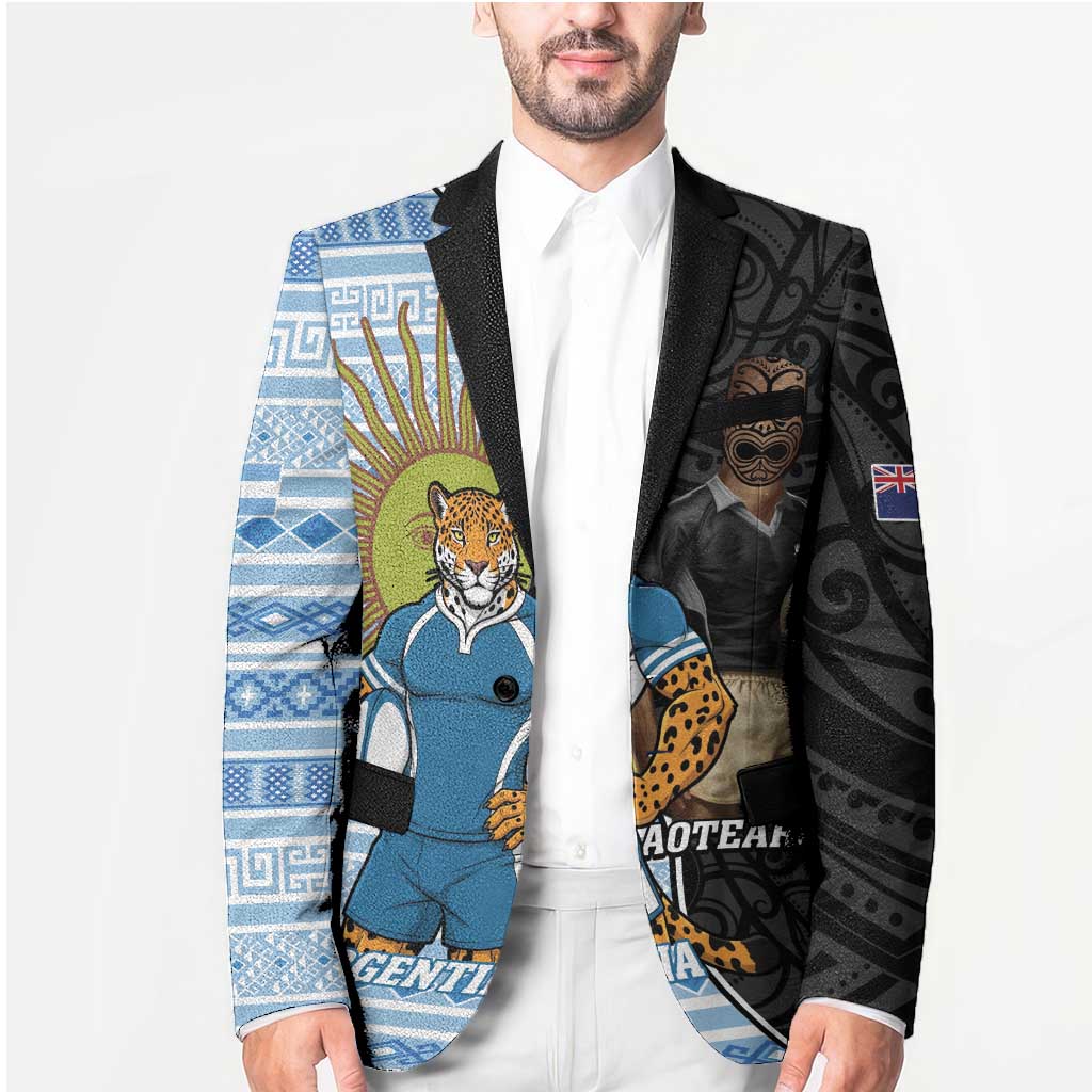 New Zealand Argentina Rugby Custom Blazer 2025 Los Pumas All Black Together - Polynesian Pride