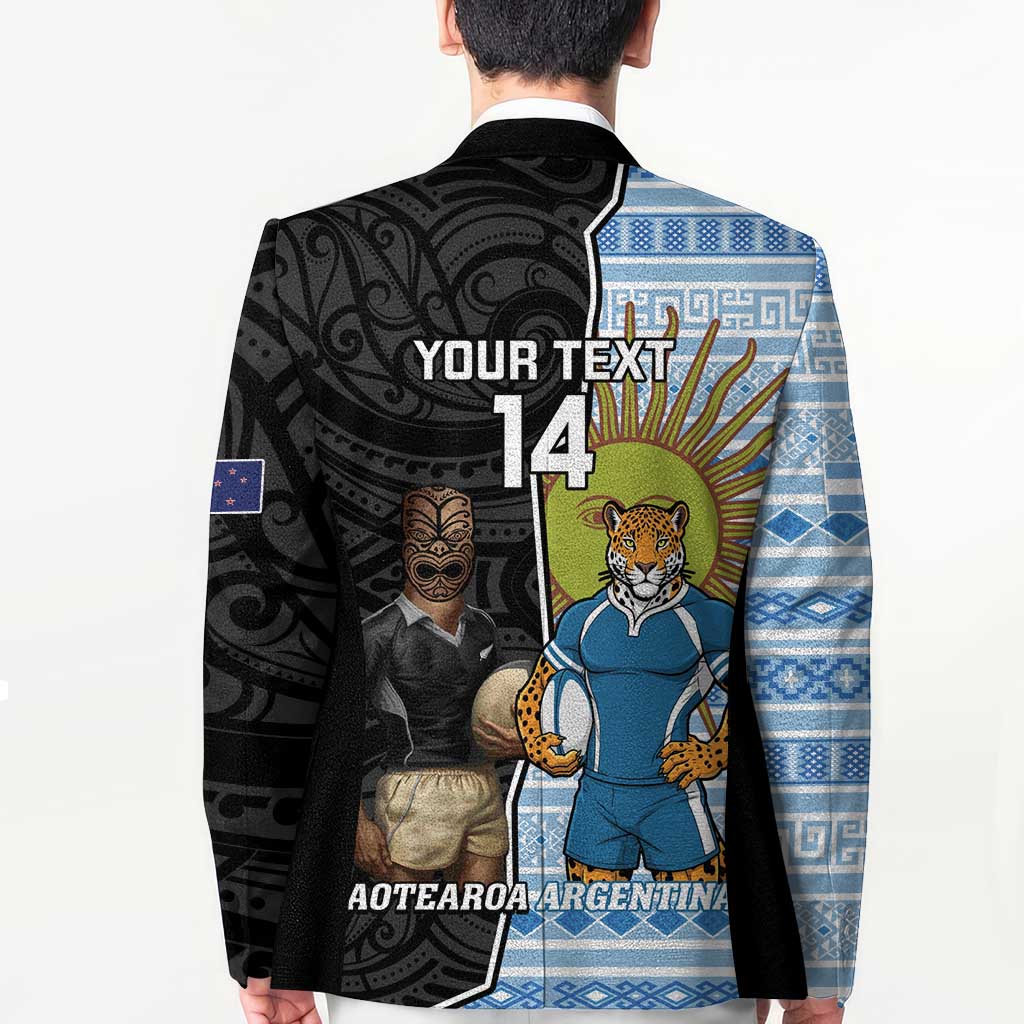 New Zealand Argentina Rugby Custom Blazer 2025 Los Pumas All Black Together - Polynesian Pride