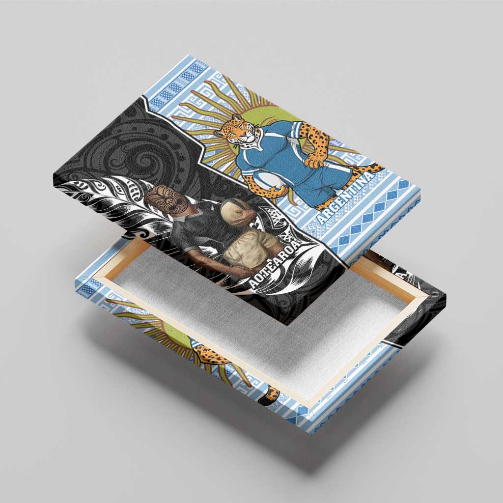 New Zealand Argentina Rugby Canvas Wall Art 2025 Los Pumas All Black Together - Polynesian Pride