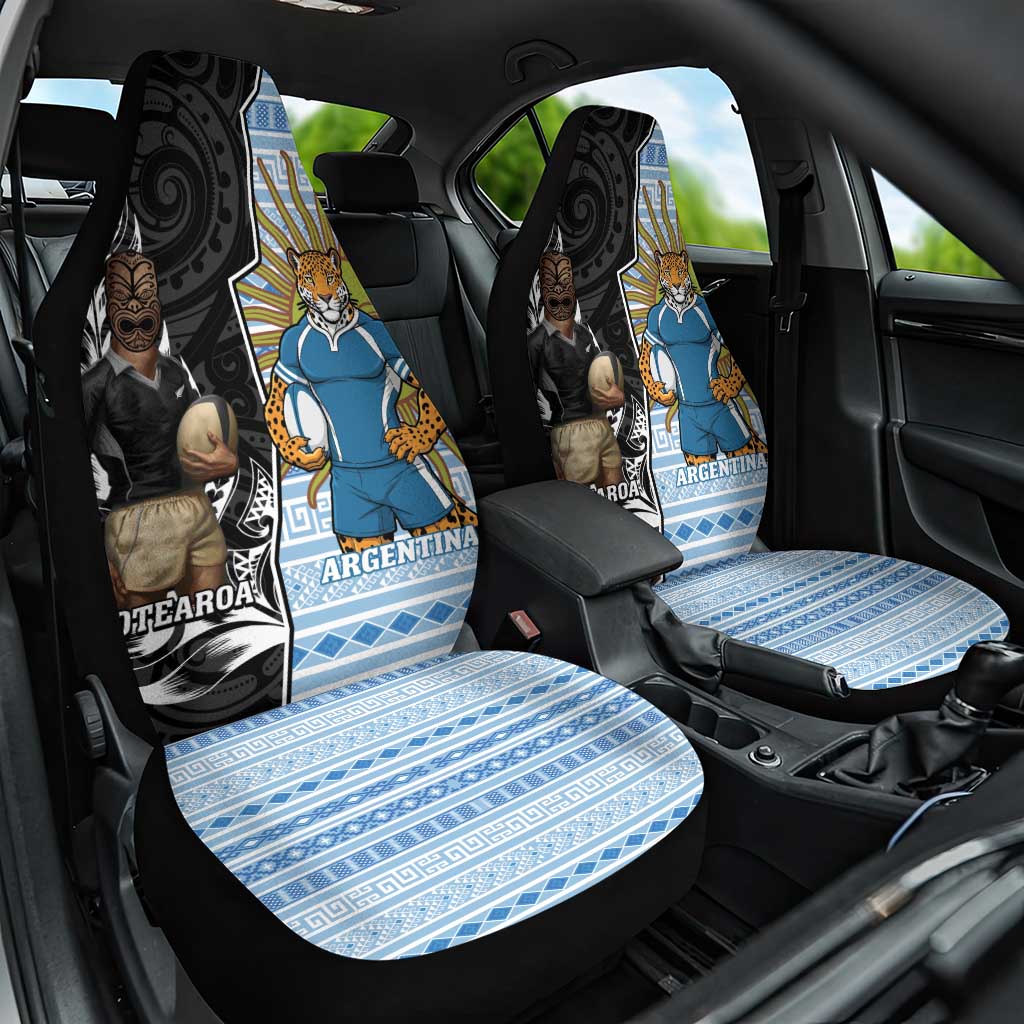New Zealand Argentina Rugby Car Seat Cover 2025 Los Pumas All Black Together - Polynesian Pride