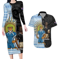New Zealand Argentina Rugby Custom Couples Matching Long Sleeve Bodycon Dress and Hawaiian Shirt 2025 Los Pumas All Black Together - Polynesian Pride
