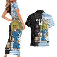 New Zealand Argentina Rugby Custom Couples Matching Short Sleeve Bodycon Dress and Hawaiian Shirt 2025 Los Pumas All Black Together - Polynesian Pride