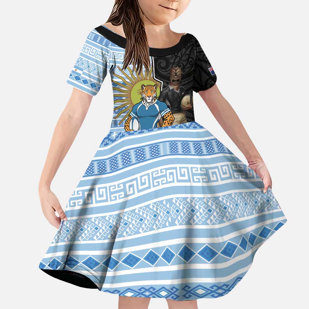 New Zealand Argentina Rugby Custom Family Matching Puletasi and Hawaiian Shirt 2025 Los Pumas All Black Together - Polynesian Pride