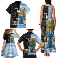 New Zealand Argentina Rugby Custom Family Matching Tank Maxi Dress and Hawaiian Shirt 2025 Los Pumas All Black Together - Polynesian Pride