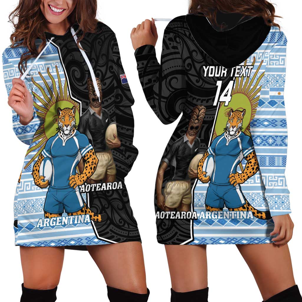 New Zealand Argentina Rugby Custom Hoodie Dress 2025 Los Pumas All Black Together - Polynesian Pride