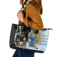 New Zealand Argentina Rugby Leather Tote Bag 2025 Los Pumas All Black Together - Polynesian Pride