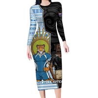 New Zealand Argentina Rugby Custom Long Sleeve Bodycon Dress 2025 Los Pumas All Black Together - Polynesian Pride