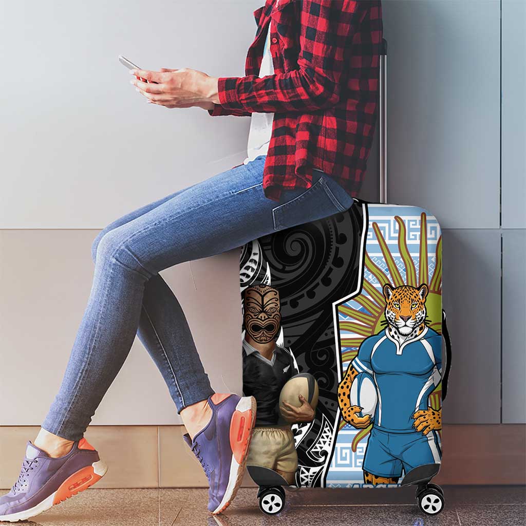 New Zealand Argentina Rugby Luggage Cover 2025 Los Pumas All Black Together - Polynesian Pride