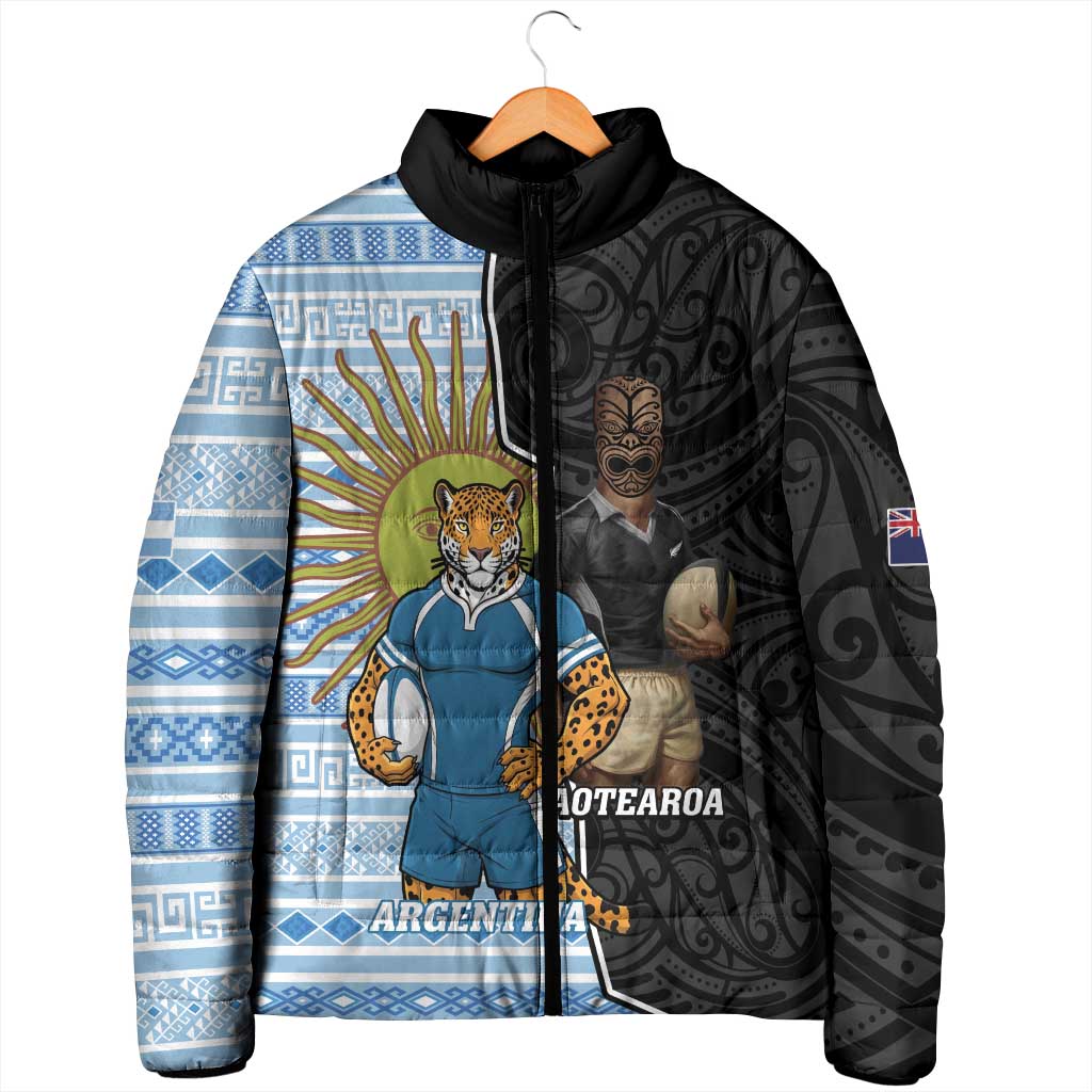New Zealand Argentina Rugby Custom Padded Jacket 2025 Los Pumas All Black Together - Polynesian Pride