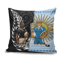 New Zealand Argentina Rugby Pillow Cover 2025 Los Pumas All Black Together - Polynesian Pride