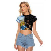 New Zealand Argentina Rugby Custom Raglan Cropped T Shirt 2025 Los Pumas All Black Together - Polynesian Pride