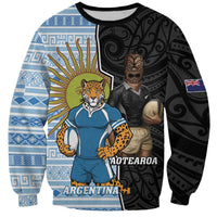New Zealand Argentina Rugby Custom Sweatshirt 2025 Los Pumas All Black Together - Polynesian Pride