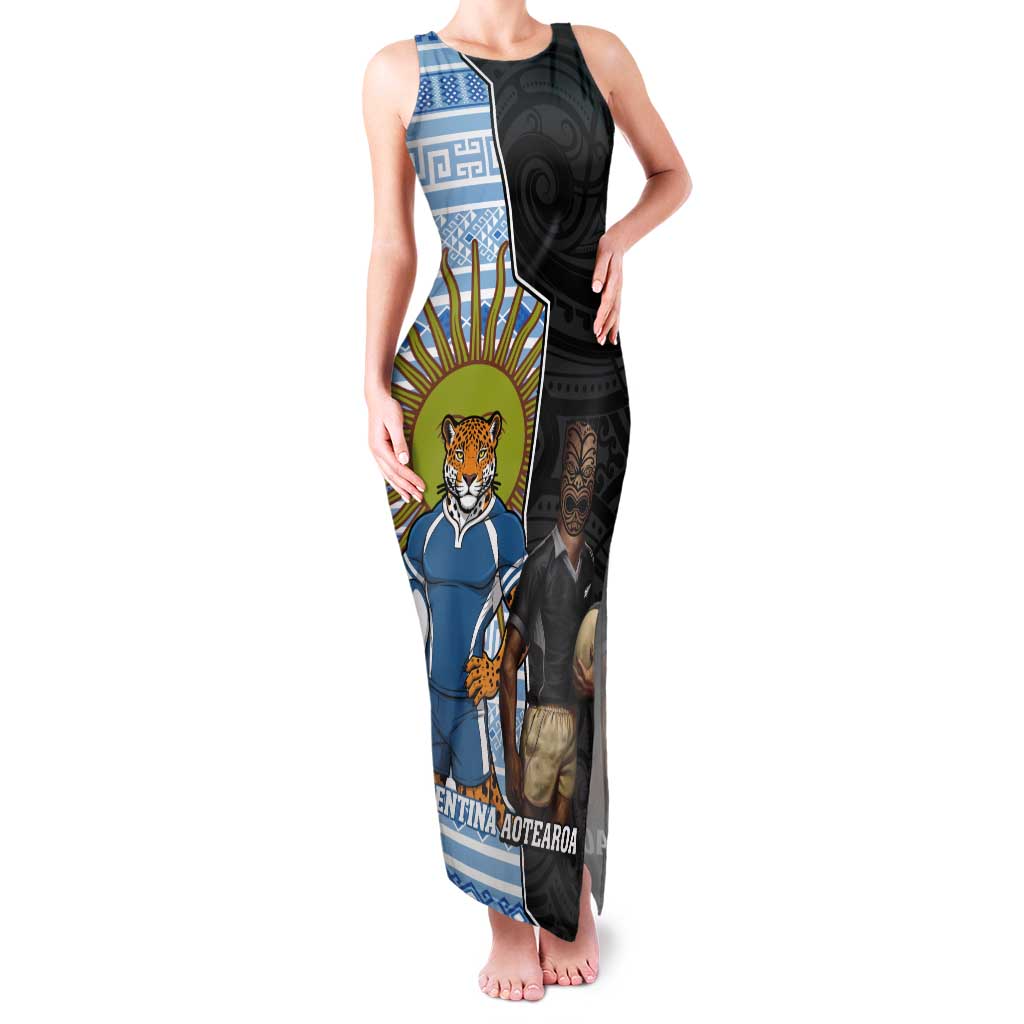 New Zealand Argentina Rugby Custom Tank Maxi Dress 2025 Los Pumas All Black Together - Polynesian Pride