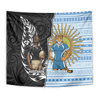New Zealand Argentina Rugby Tapestry 2025 Los Pumas All Black Together - Polynesian Pride