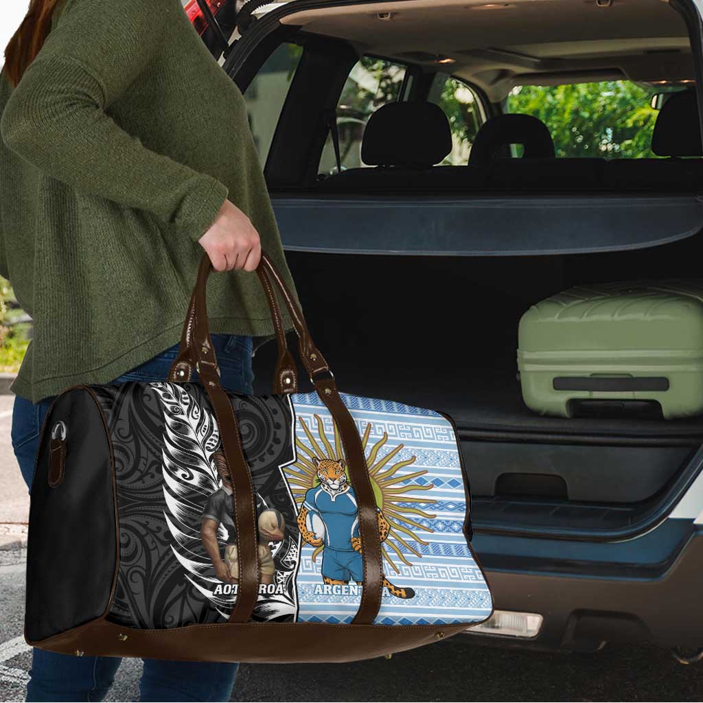 New Zealand Argentina Rugby Travel Bag 2025 Los Pumas All Black Together - Polynesian Pride