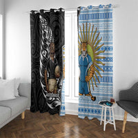 New Zealand Argentina Rugby Window Curtain 2025 Los Pumas All Black Together - Polynesian Pride