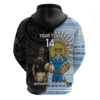 New Zealand Argentina Rugby Custom Zip Hoodie 2025 Los Pumas All Black Together - Polynesian Pride