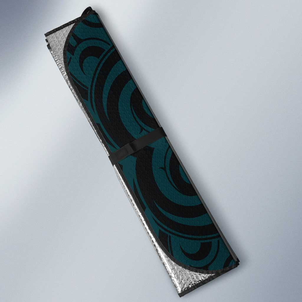 New Zealand Skull Darts Auto Sun Shade Aotearoa Maori Chest Tattoo Stylized Teal - Polynesian Pride
