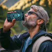 New Zealand Skull Darts 4 in 1 Can Cooler Tumbler Aotearoa Maori Chest Tattoo Stylized Teal - Polynesian Pride