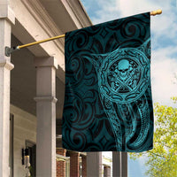 New Zealand Skull Darts Garden Flag Aotearoa Maori Chest Tattoo Stylized Teal - Polynesian Pride