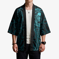New Zealand Skull Darts Kimono Aotearoa Maori Chest Tattoo Stylized Teal - Polynesian Pride