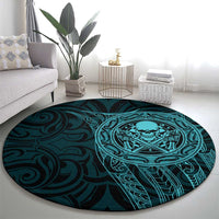 New Zealand Skull Darts Round Carpet Aotearoa Maori Chest Tattoo Stylized Teal - Polynesian Pride