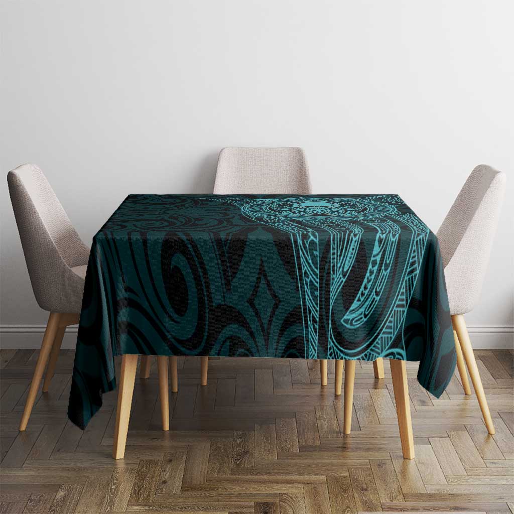 New Zealand Skull Darts Tablecloth Aotearoa Maori Chest Tattoo Stylized Teal - Polynesian Pride