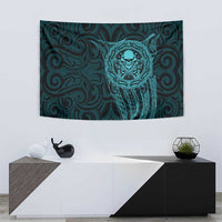 New Zealand Skull Darts Tapestry Aotearoa Maori Chest Tattoo Stylized Teal - Polynesian Pride