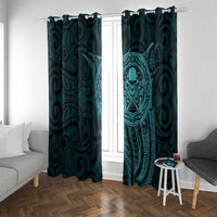 New Zealand Skull Darts Window Curtain Aotearoa Maori Chest Tattoo Stylized Teal - Polynesian Pride