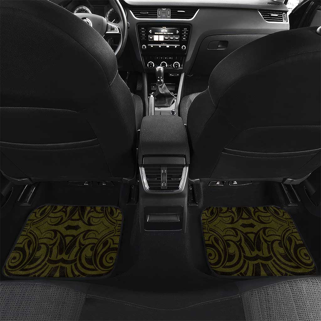 New Zealand Skull Darts Car Mats Aotearoa Maori Chest Tattoo Stylized Gold - Polynesian Pride