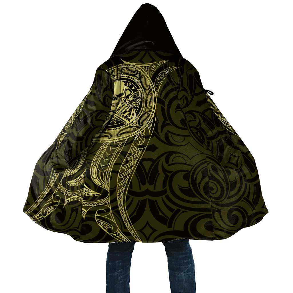 New Zealand Skull Darts Cloak Aotearoa Maori Chest Tattoo Stylized Gold - Polynesian Pride
