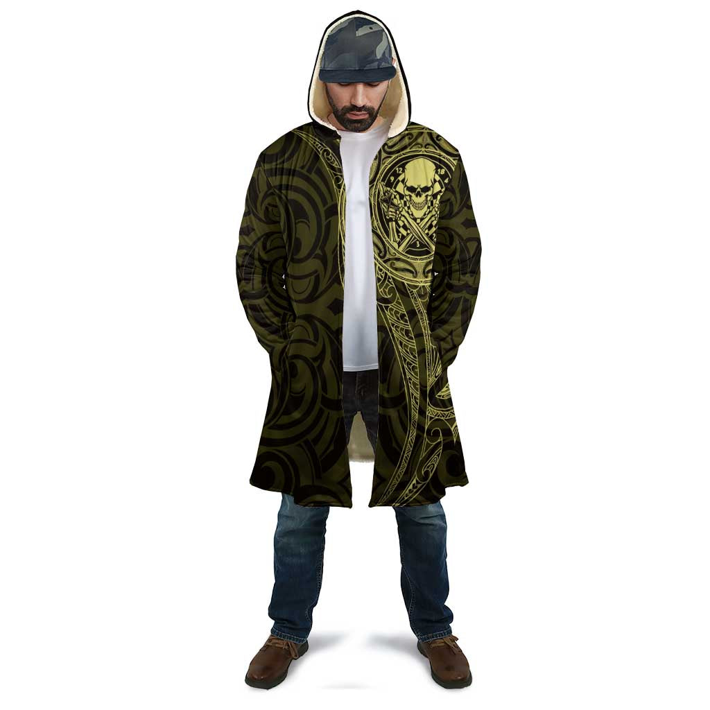 New Zealand Skull Darts Cloak Aotearoa Maori Chest Tattoo Stylized Gold - Polynesian Pride