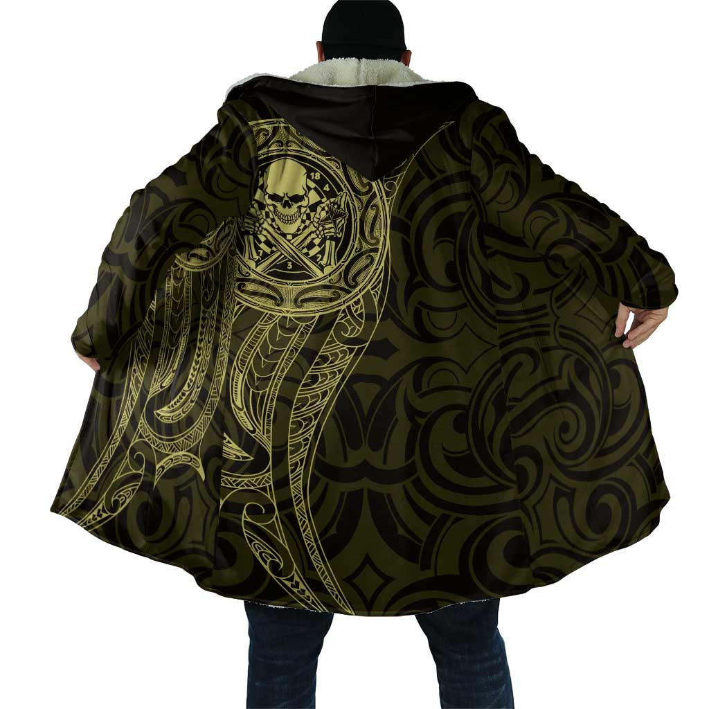 New Zealand Skull Darts Cloak Aotearoa Maori Chest Tattoo Stylized Gold - Polynesian Pride