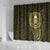 New Zealand Skull Darts Shower Curtain Aotearoa Maori Chest Tattoo Stylized Gold - Polynesian Pride
