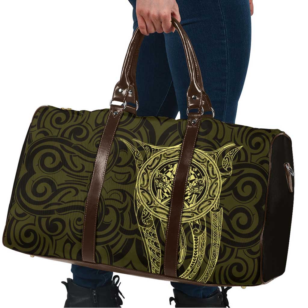 New Zealand Skull Darts Travel Bag Aotearoa Maori Chest Tattoo Stylized Gold - Polynesian Pride