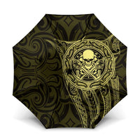 New Zealand Skull Darts Umbrella Aotearoa Maori Chest Tattoo Stylized Gold - Polynesian Pride