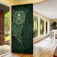 New Zealand Skull Darts Door Cover Aotearoa Maori Chest Tattoo Stylized Green - Polynesian Pride
