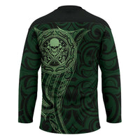 New Zealand Skull Darts Hockey Jersey Aotearoa Maori Chest Tattoo Stylized Green - Polynesian Pride