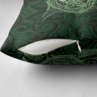 New Zealand Skull Darts Pillow Cover Aotearoa Maori Chest Tattoo Stylized Green - Polynesian Pride