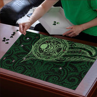 New Zealand Skull Darts Puzzle Aotearoa Maori Chest Tattoo Stylized Green - Polynesian Pride